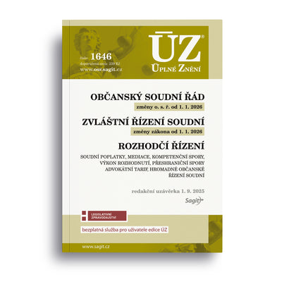 ÚZ - 1646 Občanský soudní řád, Zvláštní řízení soudní, Rozhodčí řízení, Soudní poplatky, Mediace