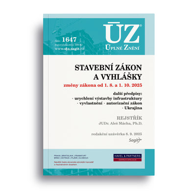 ÚZ - 1647 Stavební zákon a vyhlášky 2025, rejstřík k zákonu